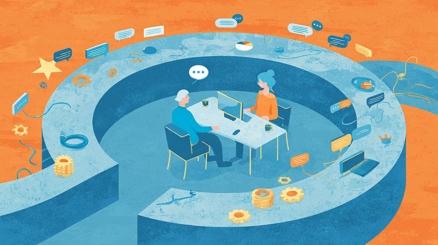 Customer feedback loop diagram showing collect, analyze, act, and follow up stages